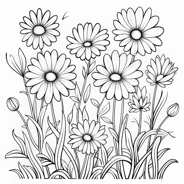 Premium ai image free printable flower coloring pages for adults tranquil gardenscapes and whimsical cartoons