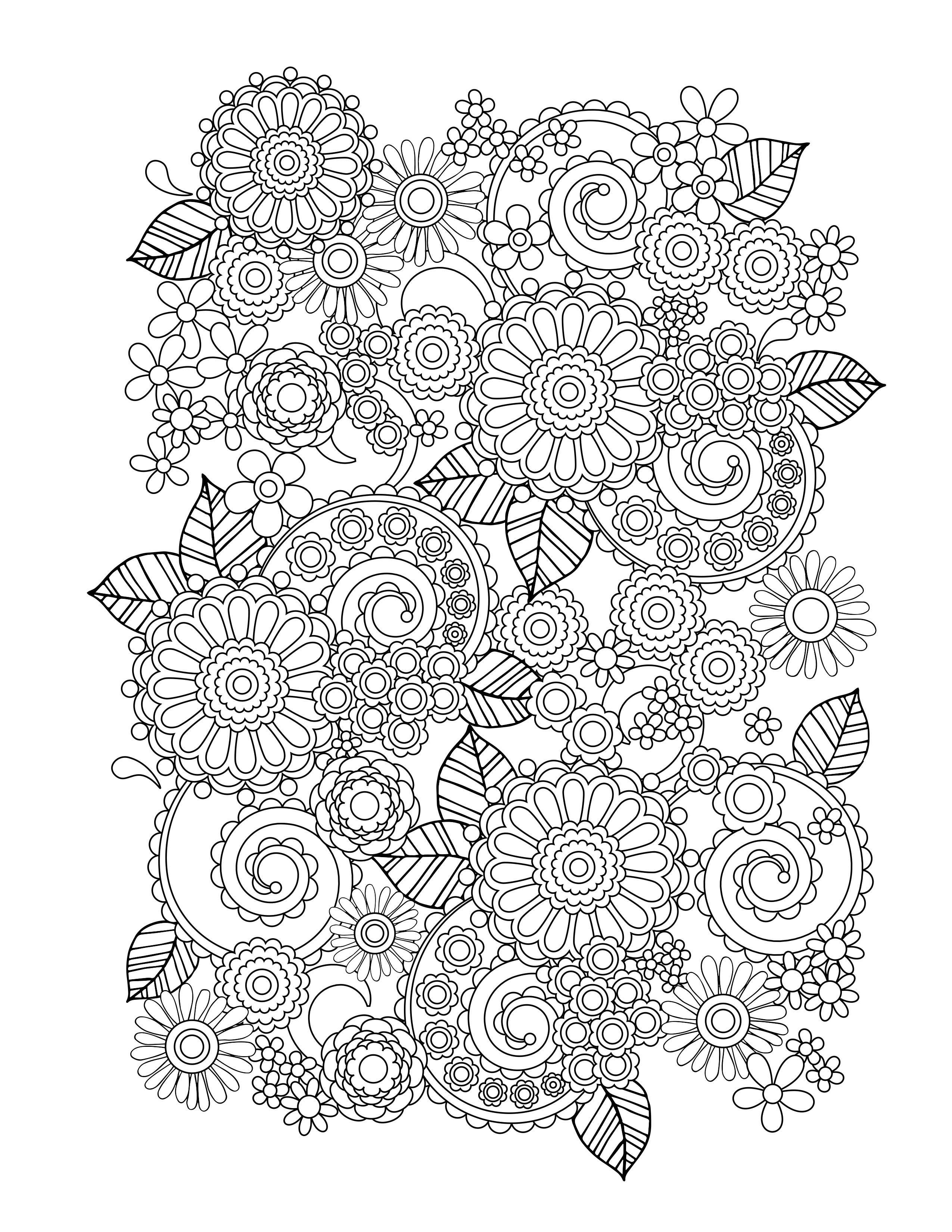 Flower coloring pages for adults