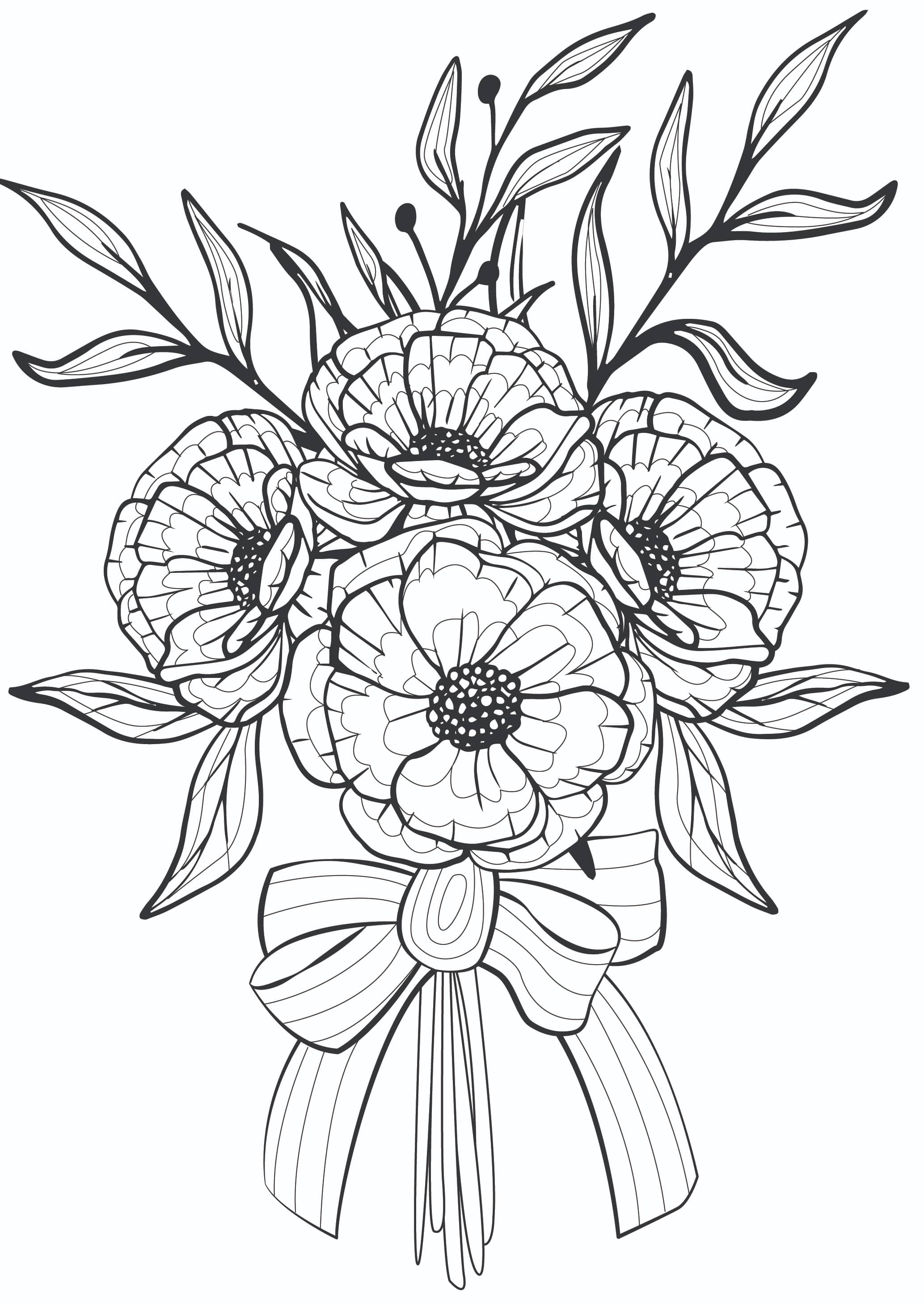 Printable flower coloring pages for adults kids