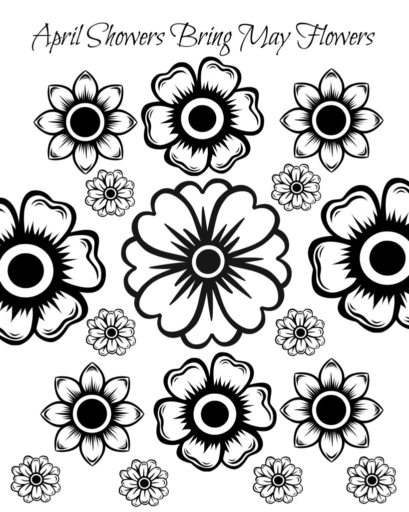 Free printable may flowers adult coloring page