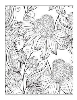 Flowers coloring pages for adults stress relief coloring book for print
