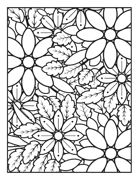 Premium vector flower coloring page kdp for adults