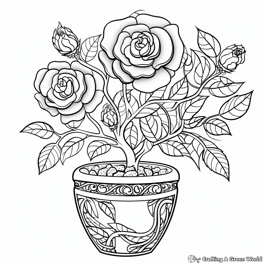 Flower pot coloring pages