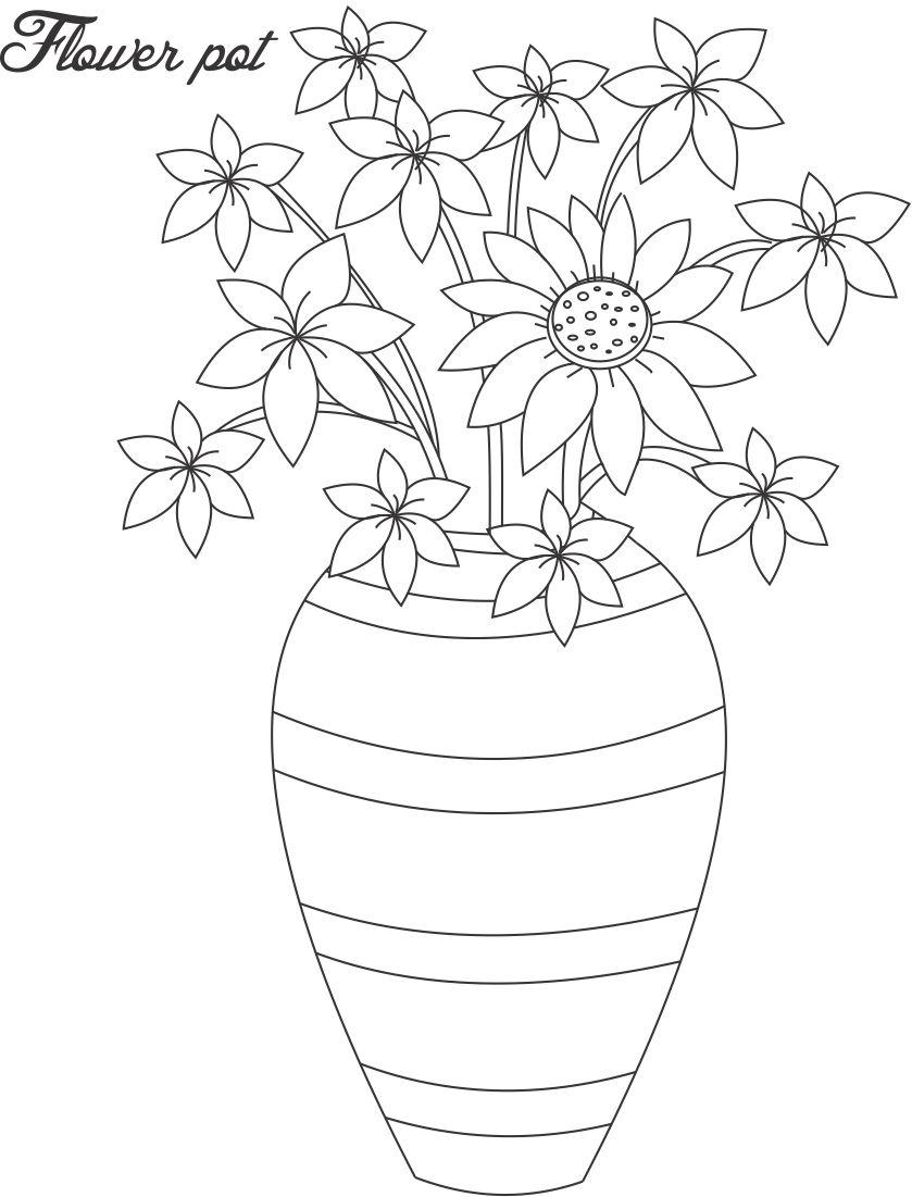 Flower pot coloring page