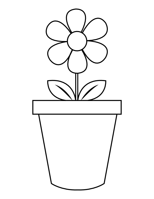 Printable potted flower coloring page