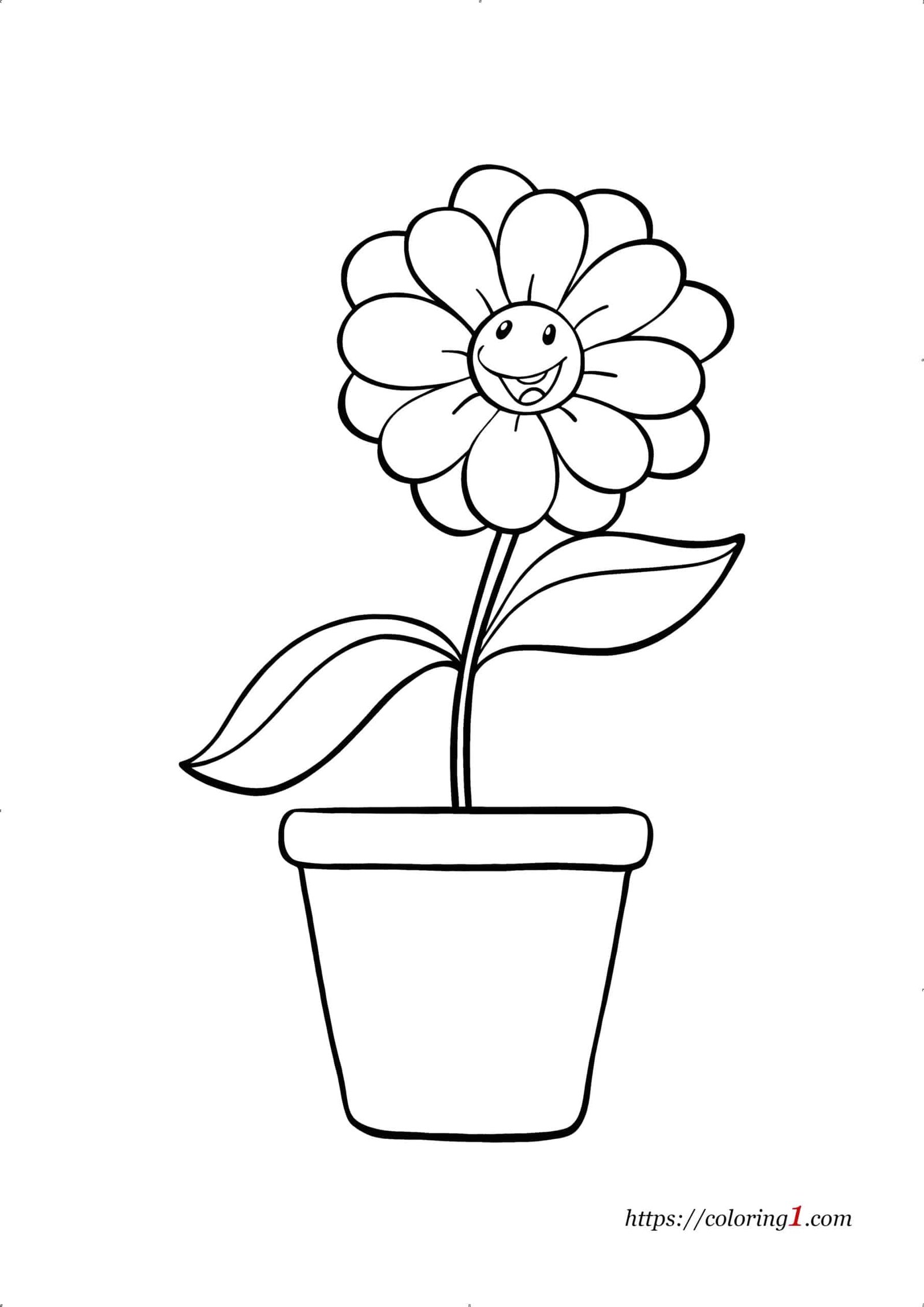 Flower pot coloring pages