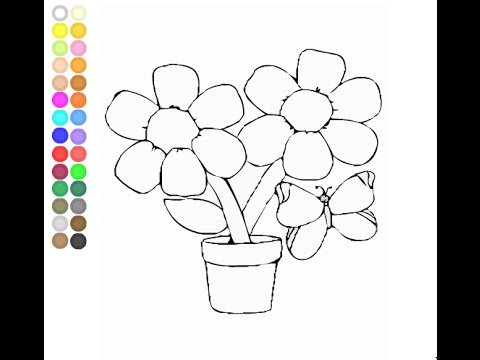 Flower pot coloring pages for kids