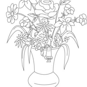 Flower pot coloring page printable for free download