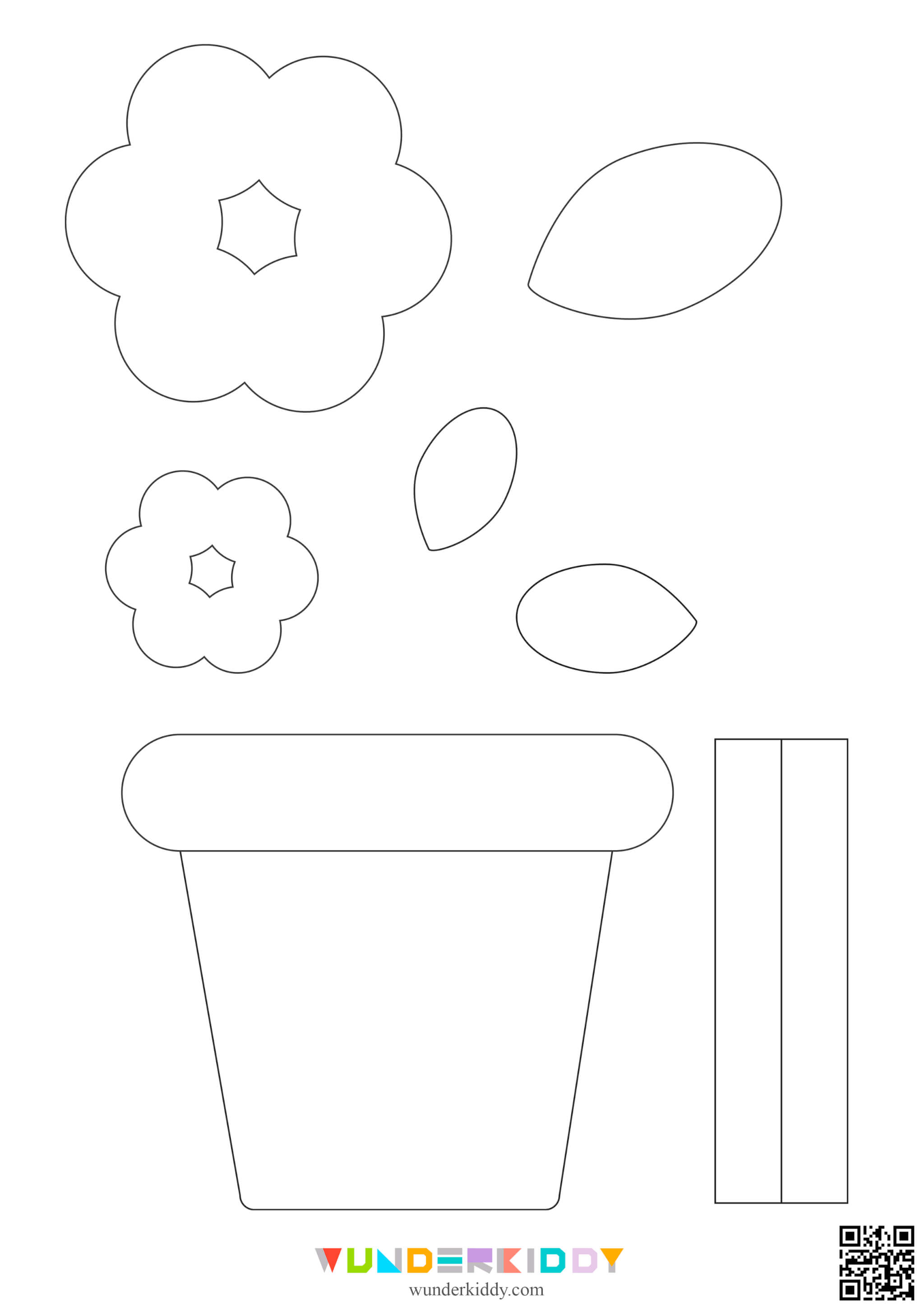 Free printable flower pot paper craft template for children