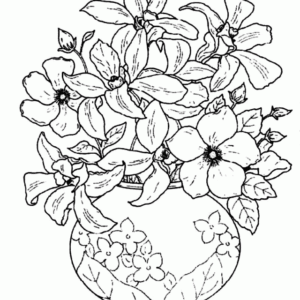 Flower pot coloring page printable for free download