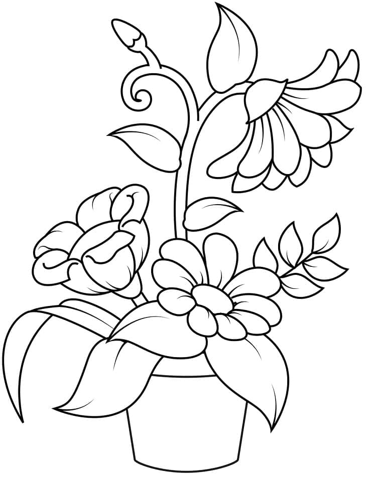 Flower pot coloring pages