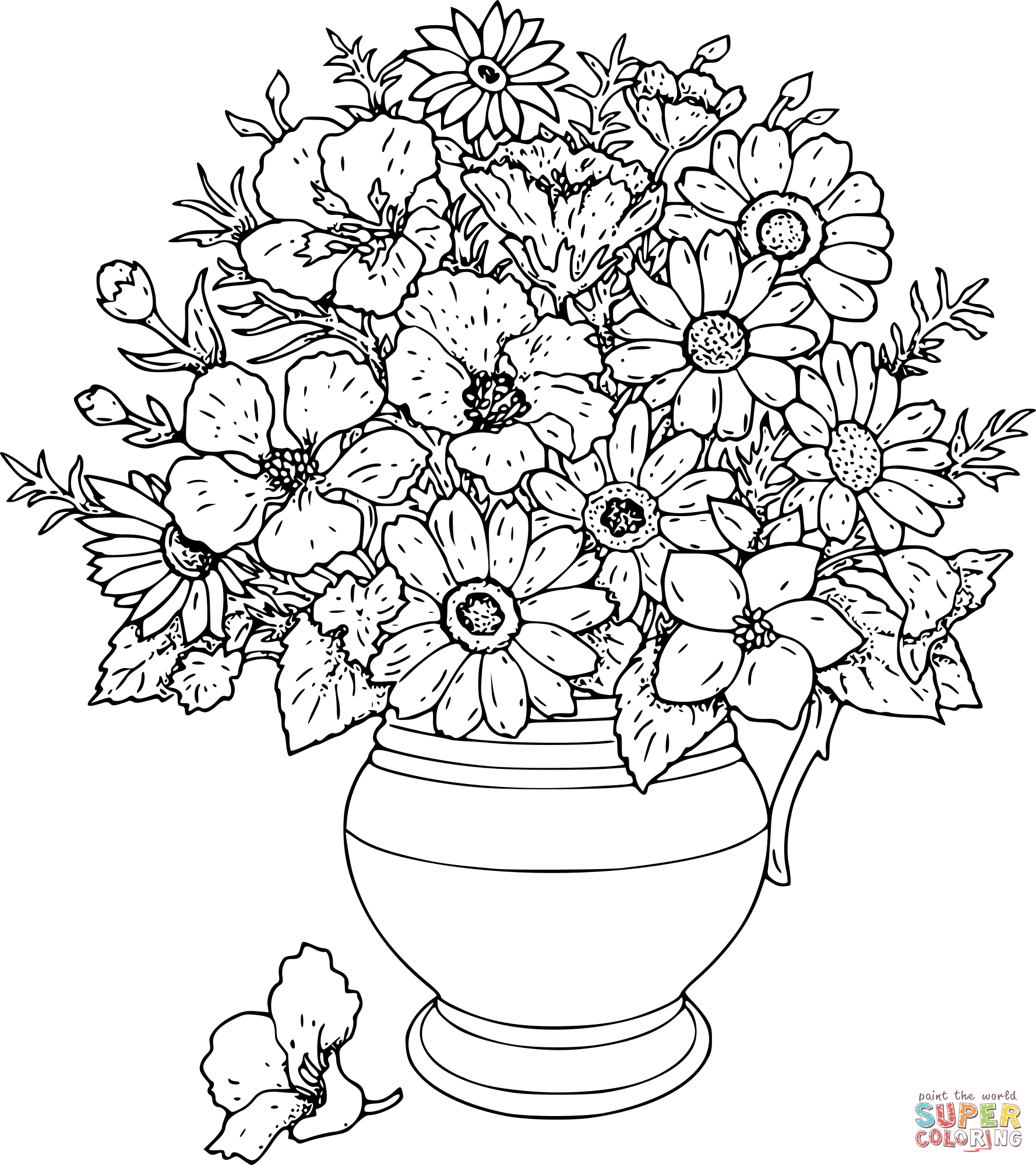 Potted flowers coloring page free printable coloring pages