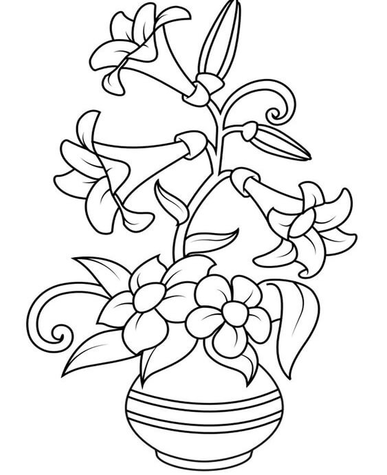 Free easy to print flower coloring pages