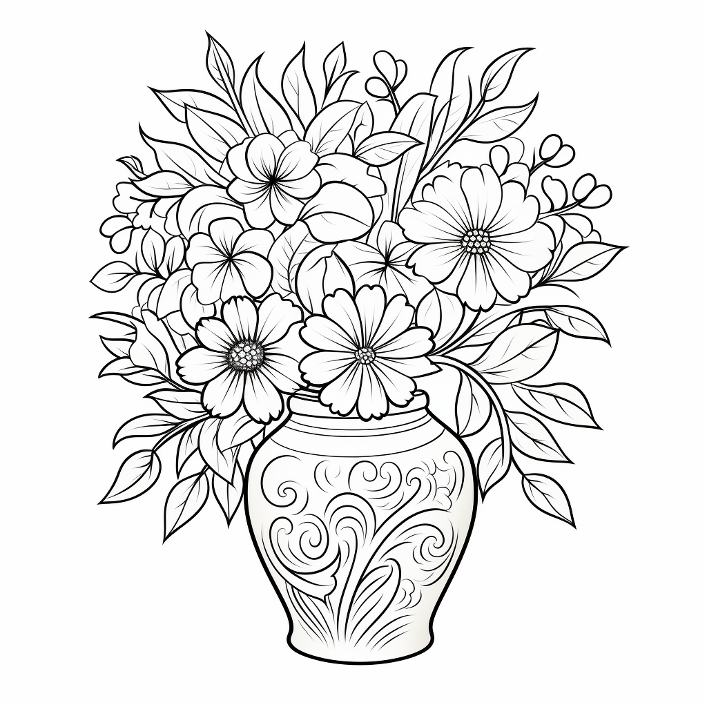 Flower vase coloring pages