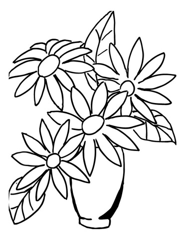 Flower bouquet in a vase coloring page free printable coloring pages