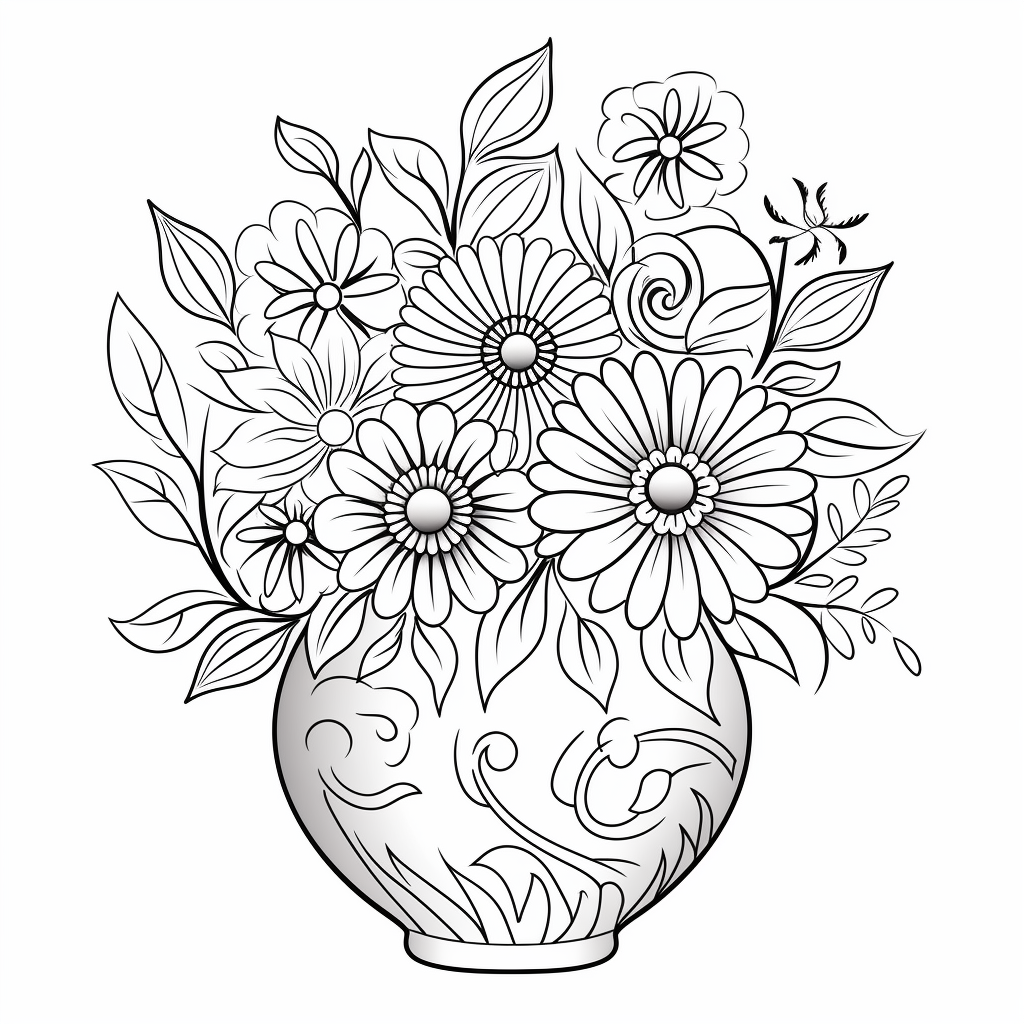 Flower vase coloring pages