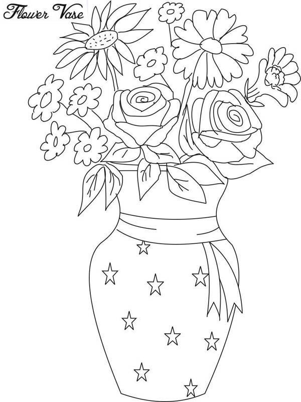 Flower vases free printable coloring pages