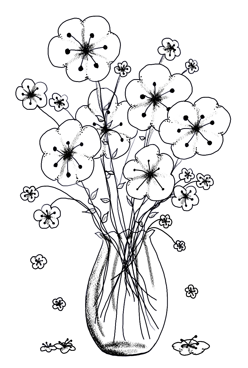 Vase of flowers flower coloring pages coloring pages inspirational spring coloring pages