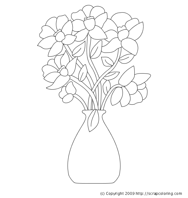 Flowers in vase coloring page