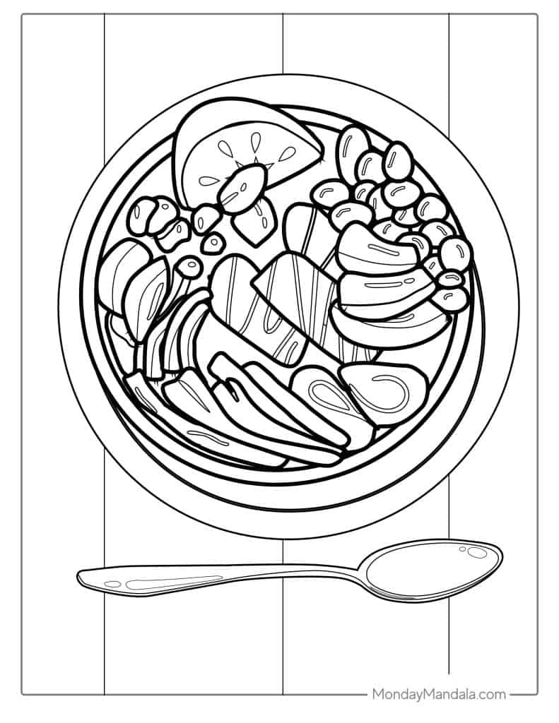 Food coloring pages free pdf printables