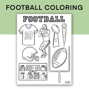 Football coloring page american football activity worksheet sports printable