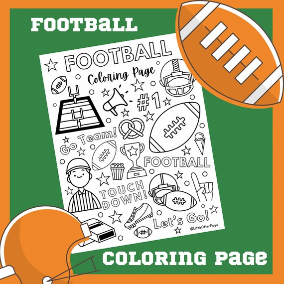 Football coloring sheet football activity sheet coloring page for kids sports activity for kids pdf file printable coloring sheet instant download