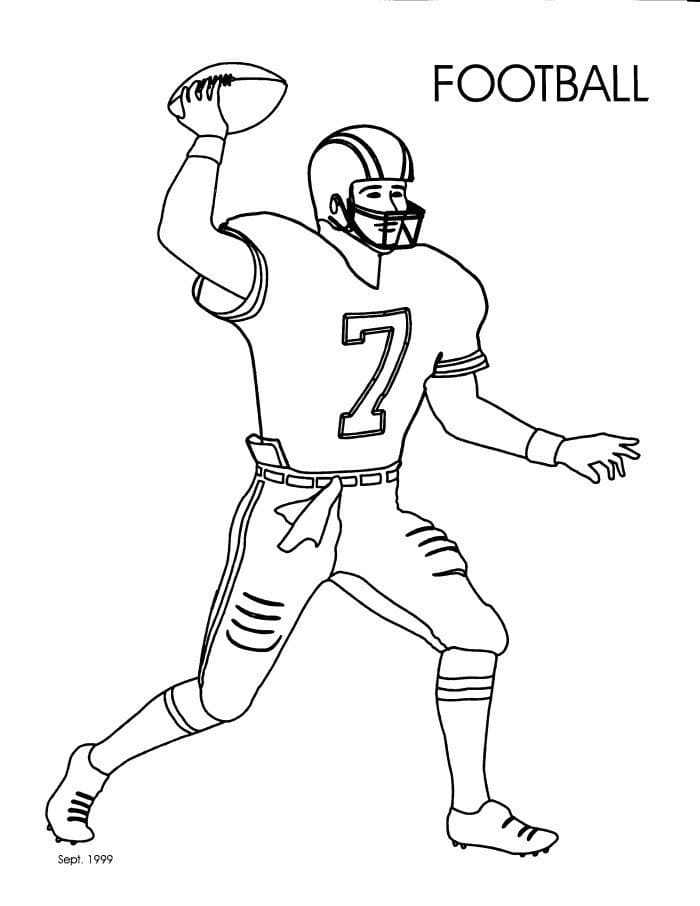 Playing american football coloring page