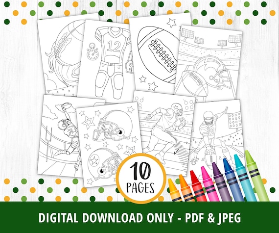 Football coloring pages printable football coloring pages football birthday party activity kids sports coloring pages pdf digital