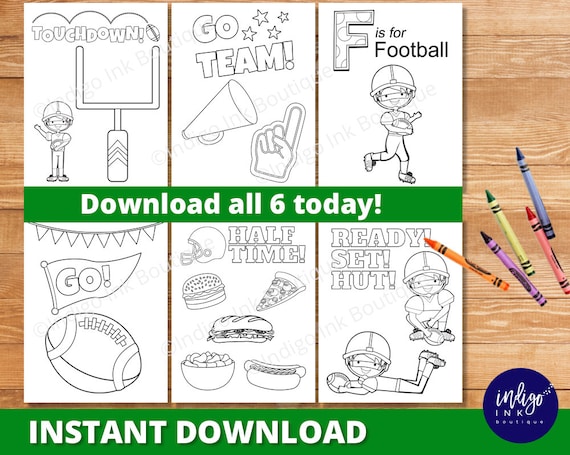Football coloring pages for kids instant download super bowl coloring sheets tailgate activity football printable