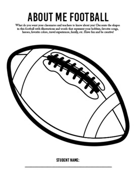 All about me football coloring sheet identity activity back to school