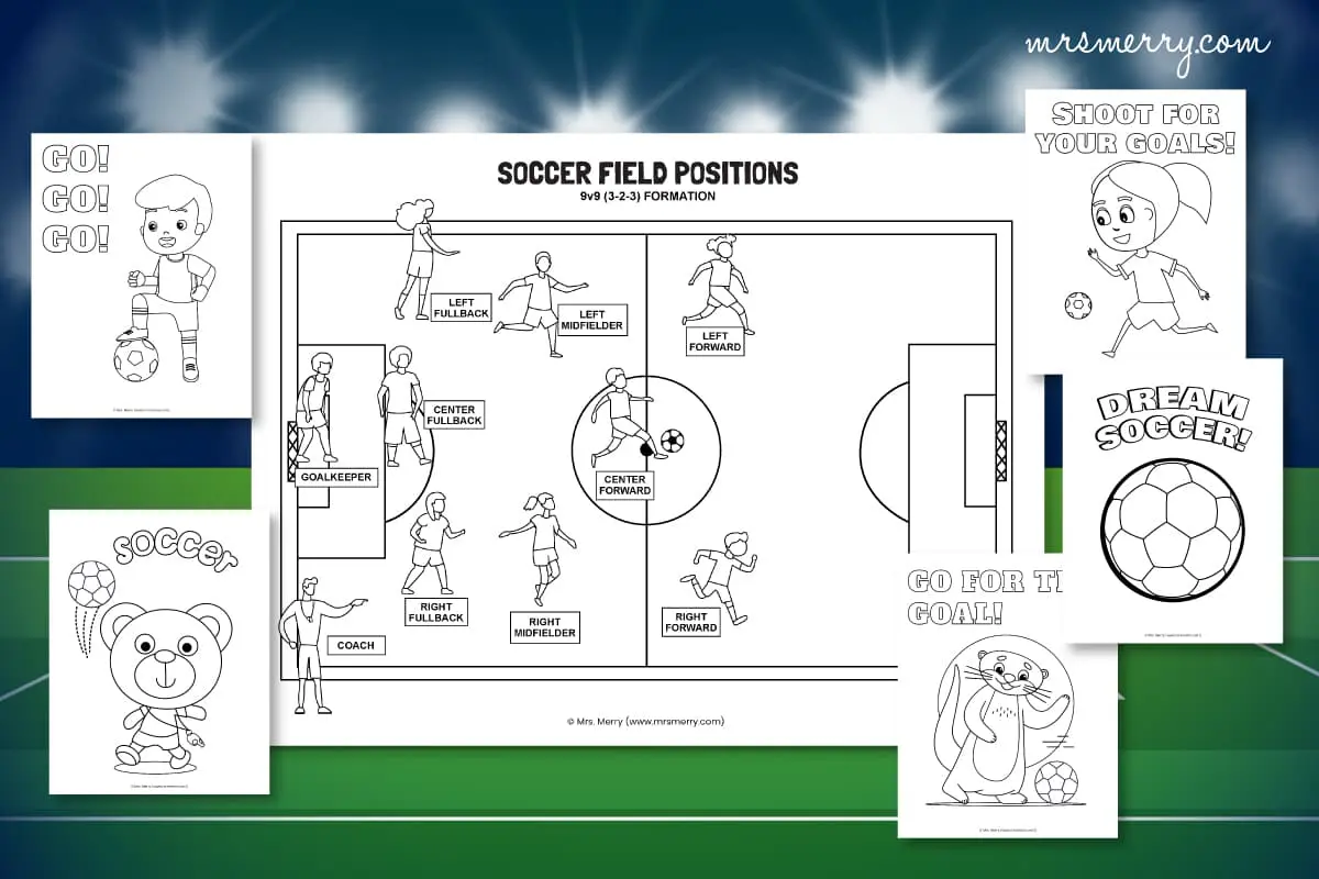 Printable soccer field positions for kids coloring pages mrs merry