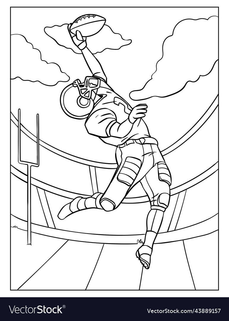 American football coloring page for kids vector image