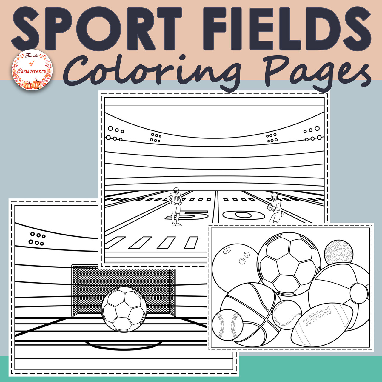 Sport fields and events coloring pages soccer and football games in stadiums