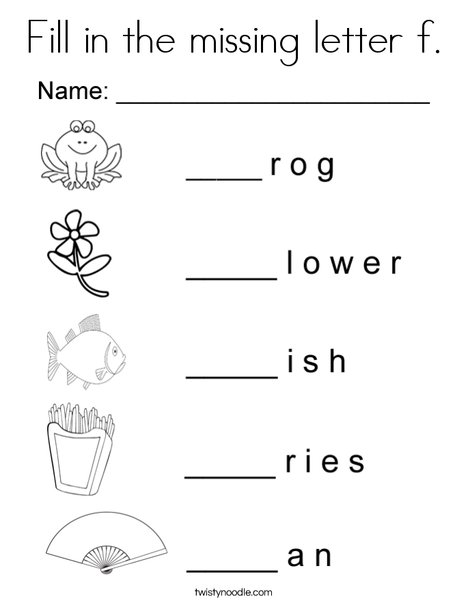 Fill in the missing letter f coloring page