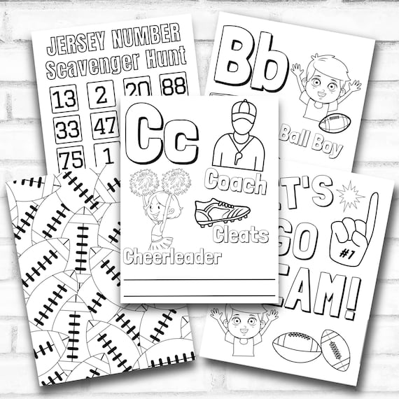 Abcs football printable coloring book for kids on game day activity pages super bowl alphabet sports pdf gift for boys birthday party