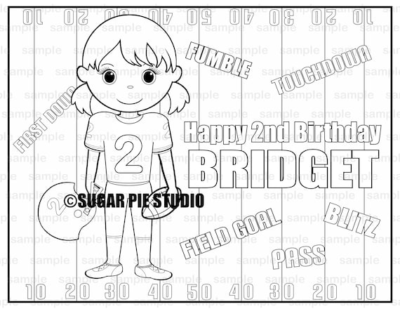 Personalized football coloring page birthday party favor colouring activity sheet personalized printable template