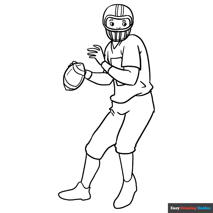 Football player coloring page easy drawing guides