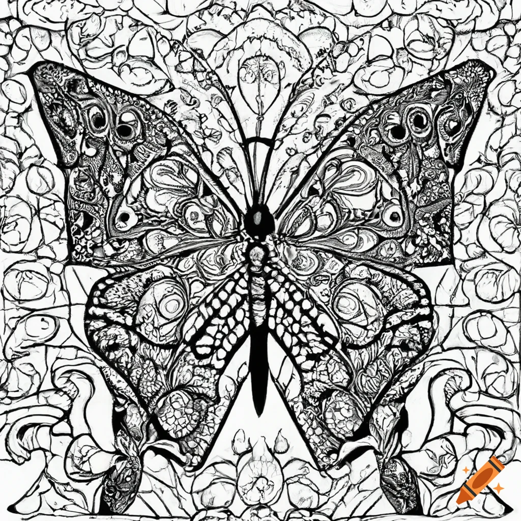 Prompt create an advanced coloring book image of a majestic butterfly boasting intricate patterns and delicate details for a captivating coloring experience instructions begin by designing a lifelike and elegant butterfly