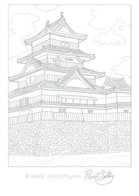 Printable japan adult coloring book