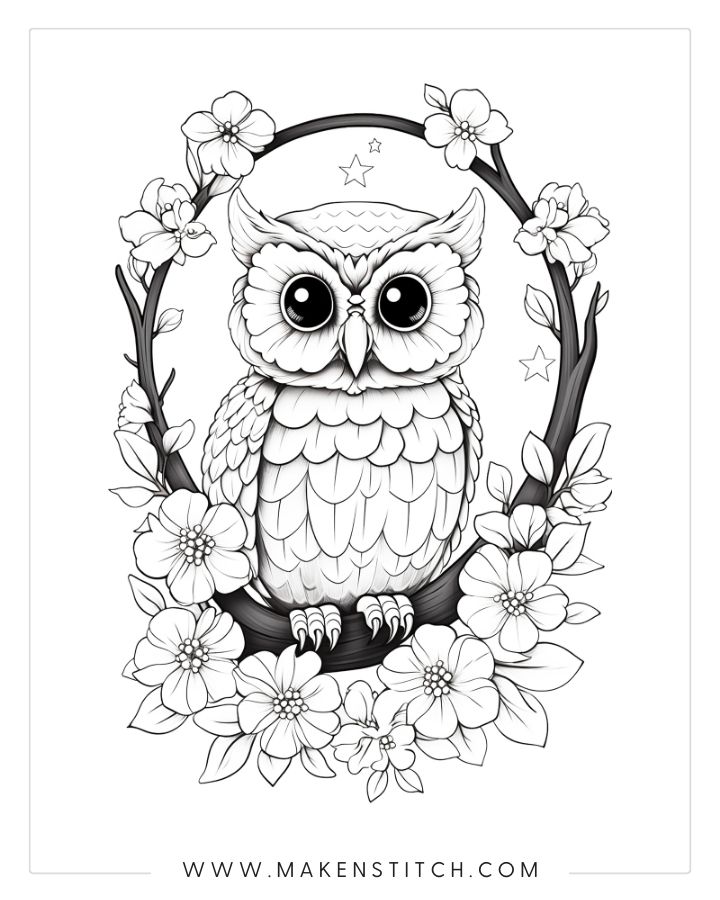 Owls coloring pages for kids and adults