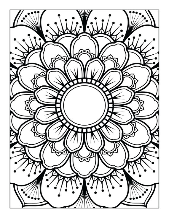 Printable mandala adult coloring pages floral easy coloring book mandalas