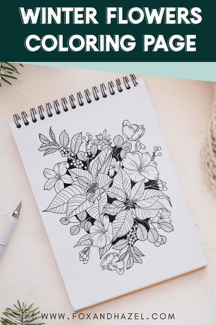 Winter flowers coloring page printable