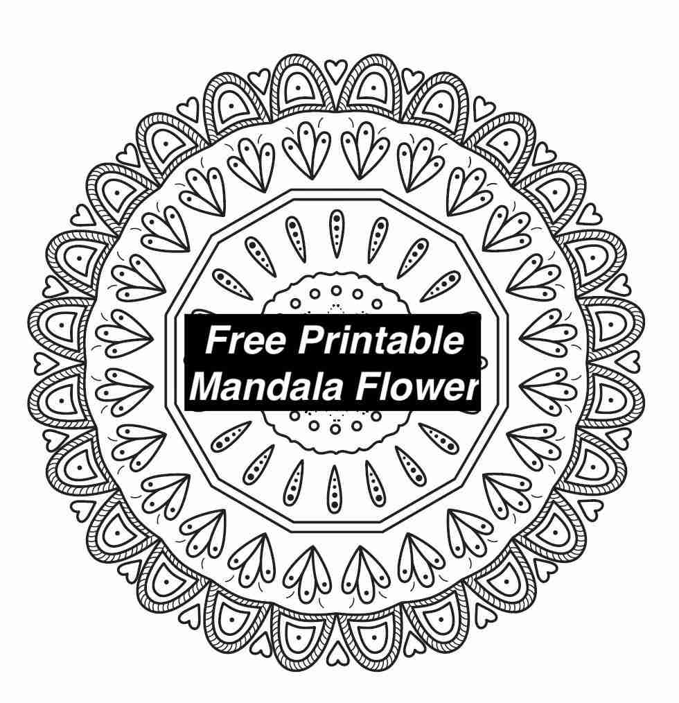 Free printable mandala flower coloring page