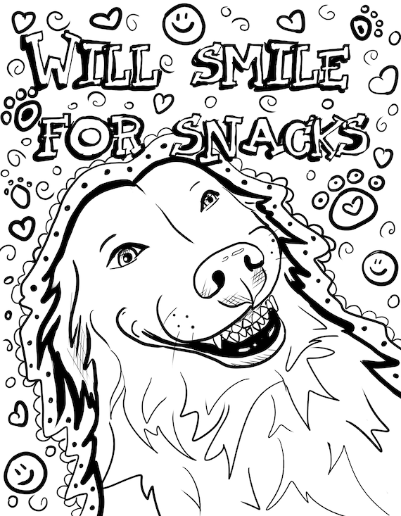 Cool funny dog coloring page adult coloring book my favorite breed printable print at home golden retriever