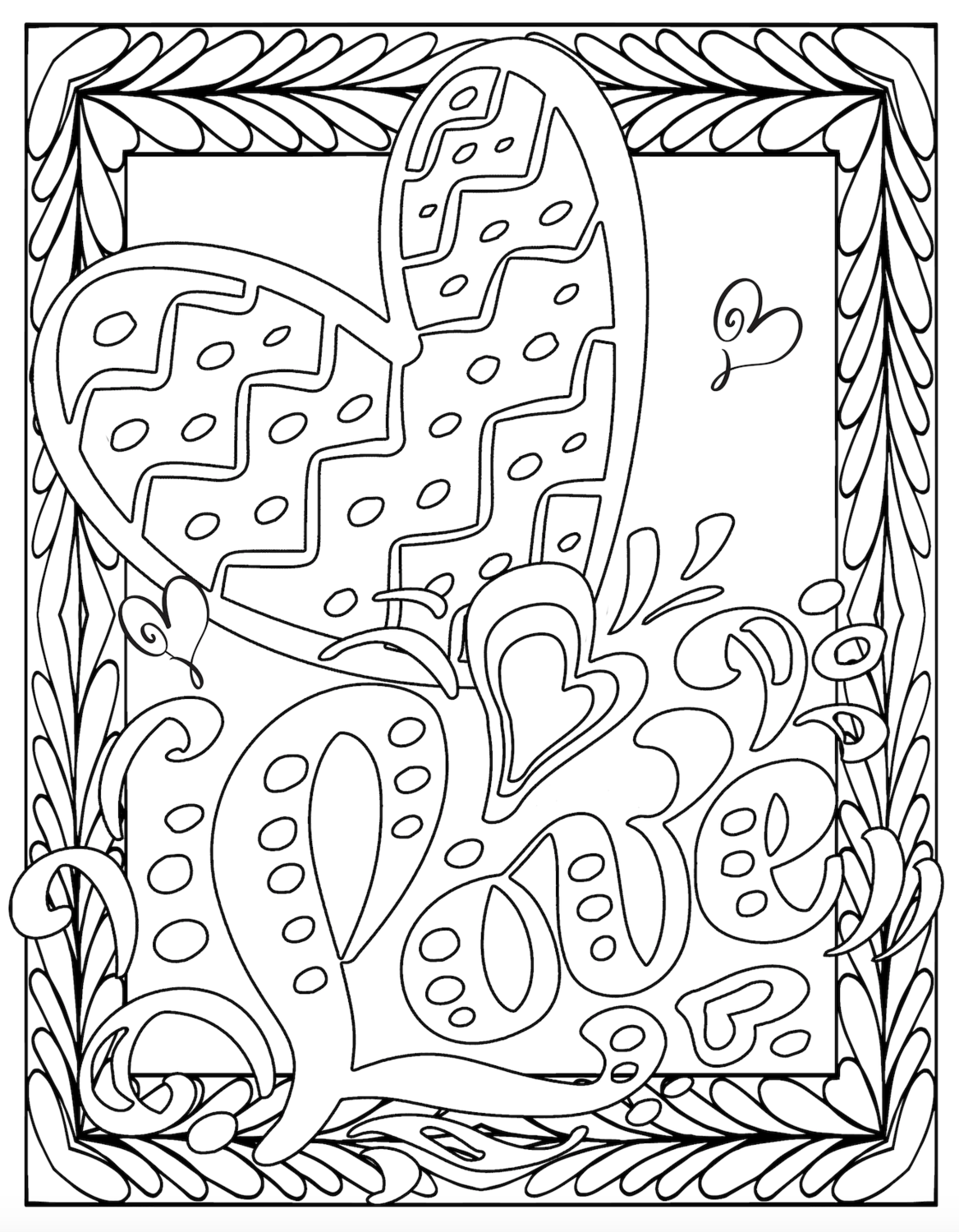 Valentines free printable love coloring pages