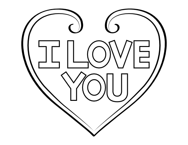 Printable i love you heart coloring page