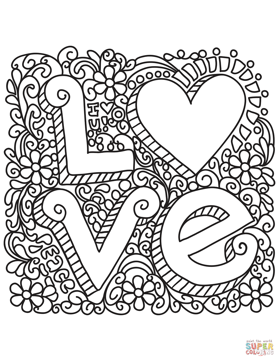 Love coloring page free printable coloring pages