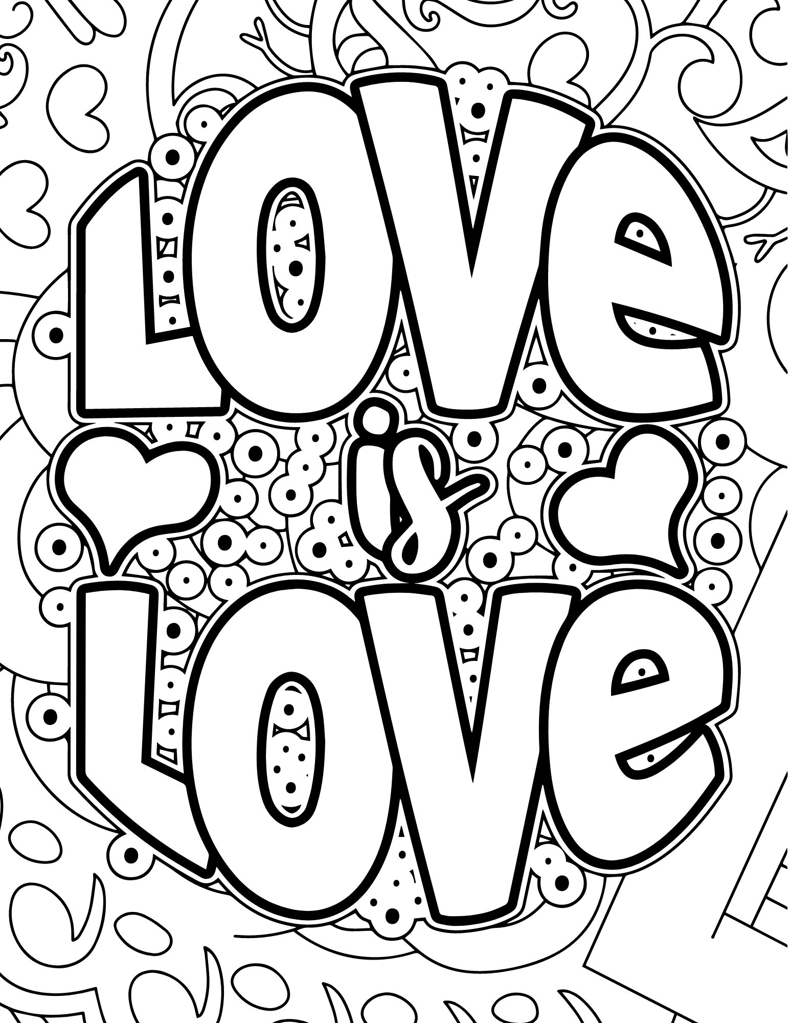 Free printable love coloring pages for kids and adults