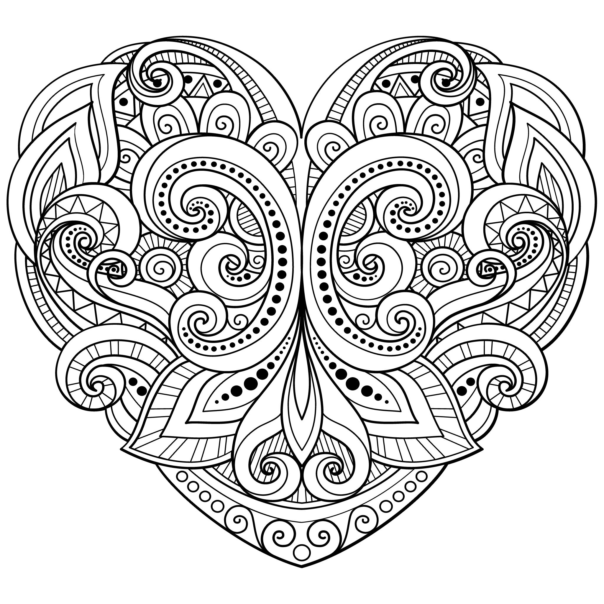 Hearts coloring pages for adults