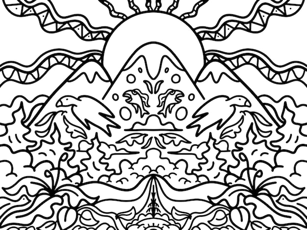 Premium vector coloring pages for adults nature theme